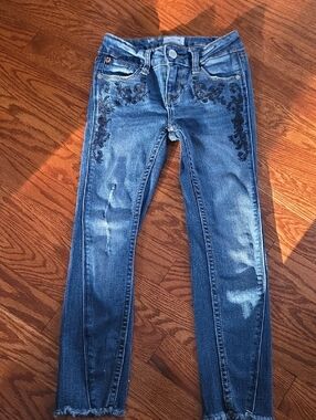 Hudson Jeans Girls Blue Embroidered Skinny Jeans